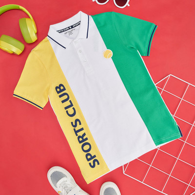 Pantaloons Junior Boys Typography, Printed Pure Cotton Regular T Shirt(Multicolor, Pack of 1)