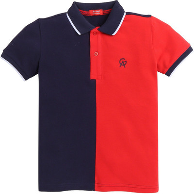 Arvind Garments Boys Colorblock Pure Cotton Regular T Shirt(Dark Blue, Pack of 1)