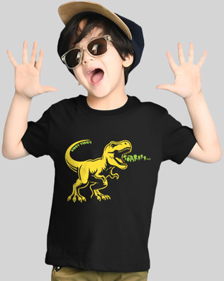 AOOSH Boys Graphic Print Cotton Blend Regular T Shirt(Black, Pack of 1)