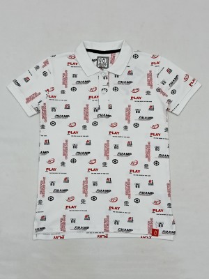 GINI & JONY Baby Boys Printed Cotton Blend T Shirt(White, Pack of 1)