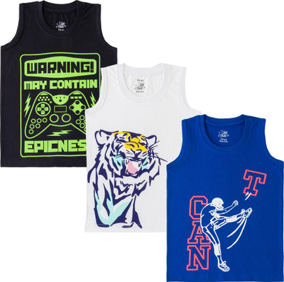 LILLCHILL Boys Printed Pure Cotton Regular T Shirt(Multicolor, Pack of 3)