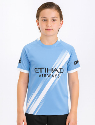 BUGOAT Boys & Girls Printed Polyester Regular T Shirt(Blue, Pack of 1)