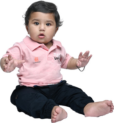 stylestorm Baby Boys Solid Cotton Blend Regular T Shirt(Pink, Pack of 1)