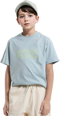 Rare Ones Boys Graphic Print Cotton Blend Regular T Shirt(Light Blue, Pack of 1)