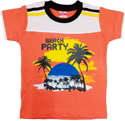 rayie collection Baby Boys Graphic Print Cotton Blend Regular T Shirt(Orange, Pack of 1)