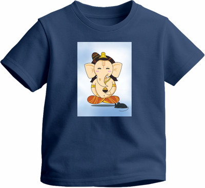Luv My India Boys & Girls Graphic Print Pure Cotton Regular T Shirt(Red, Pack of 1)