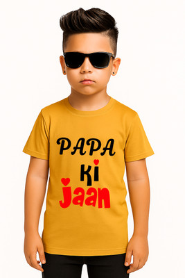 SQF Boys Printed Polyester Regular T Shirt(Yellow, Pack of 1)