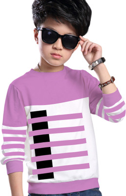 MYEONN Boys Striped Pure Cotton Regular T Shirt(Multicolor, Pack of 1)