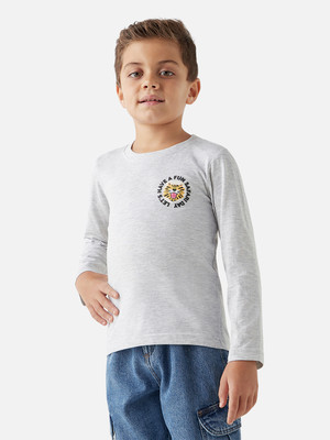JUNIORS by Babyshop Boys Graphic Print Cotton Blend Regular T Shirt(Grey, Pack of 1)
