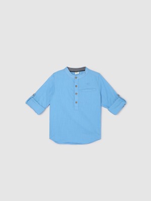 MAX Boys Solid Casual Blue Shirt