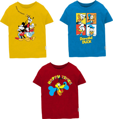 DISNEY BY MISS & CHIEF Boys Graphic Print Cotton Blend Regular T Shirt(Multicolor, Pack of 3)