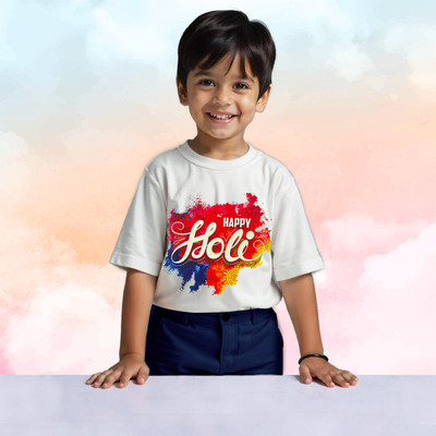 Kuchipoo Boys & Girls Printed Cotton Blend Regular T Shirt(Multicolor, Pack of 1)