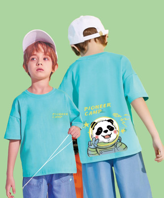 QUIN FLETCHER Boys Graphic Print Pure Cotton Oversized T Shirt(Multicolor, Pack of 1)