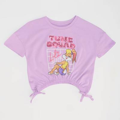 Pantaloons Junior Girls Solid Cotton Blend Oversized T Shirt(Pink, Pack of 1)