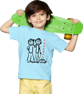 Mahi Fab Trend Boys Graphic Print Polyester Oversized T Shirt(Light Blue, Pack of 1)