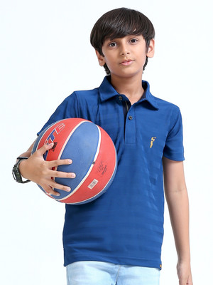 Stellers Boys Solid Polyester Regular T Shirt(Light Blue, Pack of 1)