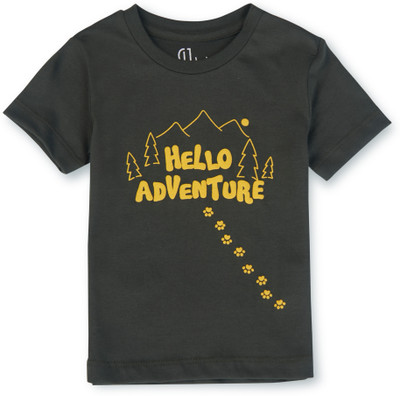 Gj Baby Boys Typography, Printed Pure Cotton Regular T Shirt(Black, Pack of 1)