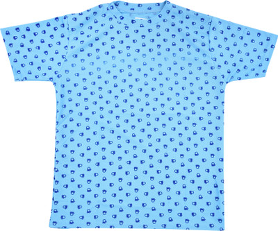 mdp Boys & Girls Printed Cotton Blend Regular T Shirt(Light Blue, Pack of 1)