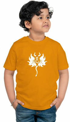 CHOMMBOOKA TREND Boys Graphic Print Pure Cotton Regular T Shirt(Yellow, Pack of 1)