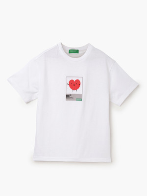 United Colors of Benetton Boys Printed Pure Cotton Regular T Shirt(White, Pack of 1)