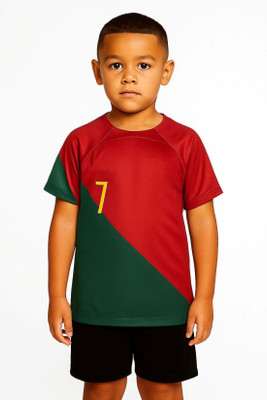 BUGOAT Boys & Girls Printed Polyester Regular T Shirt(Red, Pack of 1)