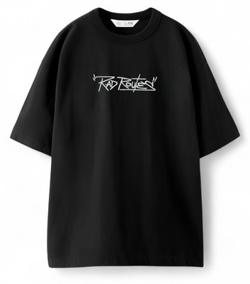 Alan Jones Boys Printed Cotton Blend Oversized T Shirt(Black, Pack of 1)