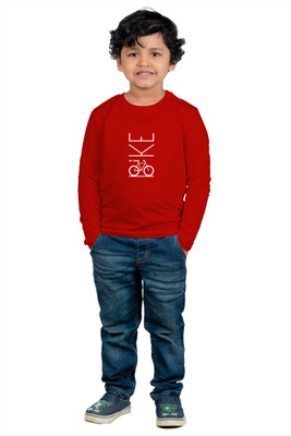 CHOMMBOOKA TRENDING Boys Typography Cotton Blend Regular T Shirt(Red, Pack of 1)
