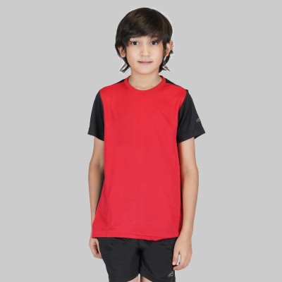 VECTOR X Boys Colorblock Polyester T Shirt(Red, Pack of 1)