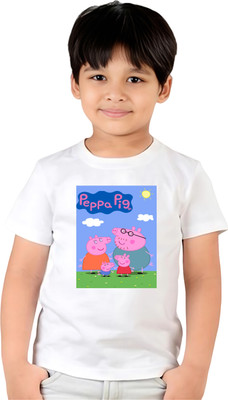 ORAITEES Boys & Girls Printed Pure Cotton Regular T Shirt(White, Pack of 1)