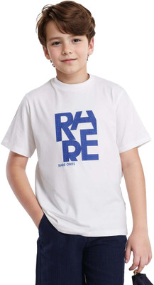Rare Ones Boys Graphic Print Cotton Blend Regular T Shirt(White, Pack of 1)