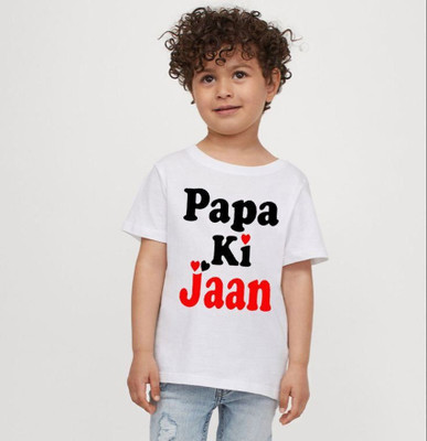 KPPRINT Boys & Girls Printed Cotton Blend Regular T Shirt(White, Pack of 1)