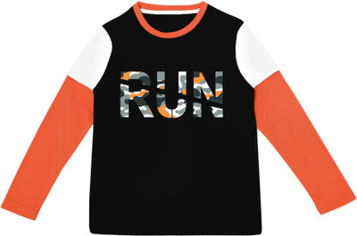 FTX Boys Printed Polyester Regular T Shirt(Black, Pack of 1)