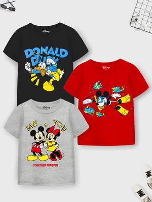 DISNEY BY MISS & CHIEF Boys Cartoon Cotton Blend Regular T Shirt(Multicolor, Pack of 3)