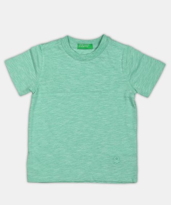 United Colors of Benetton Baby Boys Solid Cotton Blend T Shirt(Green, Pack of 1)