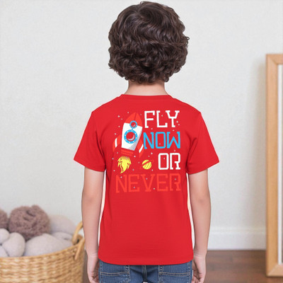 RBCPON Boys & Girls Graphic Print Pure Cotton Regular T Shirt(Red, Pack of 1)