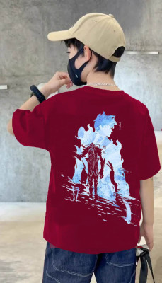 Tripcolos Collection Baby Boys & Baby Girls Printed Cotton Blend Oversized T Shirt(Maroon, Pack of 1)