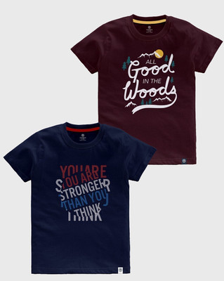 Codez Boys Printed Cotton Blend Regular T Shirt(Multicolor, Pack of 2)