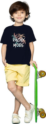 CHOMBOOKA Boys & Girls Typography, Printed Polyester Oversized T Shirt(Black, Pack of 1)