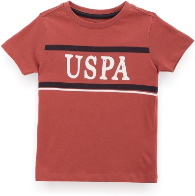 U.S. POLO ASSN. Baby Boys Striped Pure Cotton T Shirt(Red, Pack of 1)