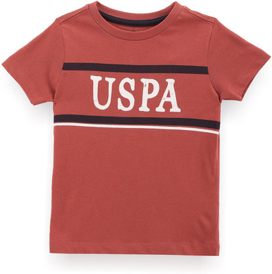 U.S. POLO ASSN. Boys Striped Pure Cotton Regular T Shirt(Red, Pack of 1)