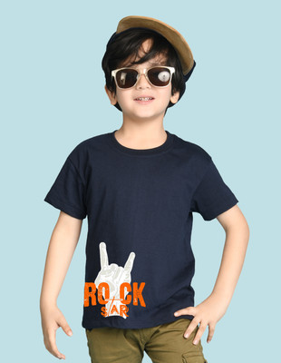 Nusyl Boys Graphic Print Cotton Blend Oversized T Shirt(Blue, Pack of 1)