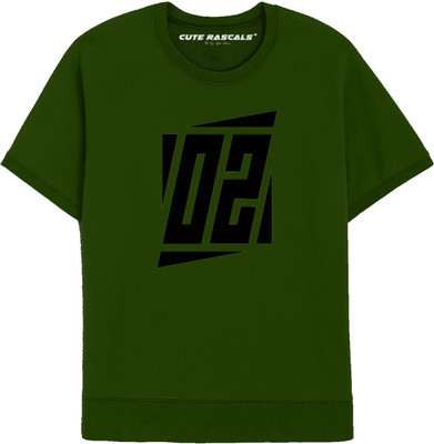 Just Live Fashionn Boys & Girls Printed Cotton Blend Regular T Shirt(Dark Green, Pack of 1)