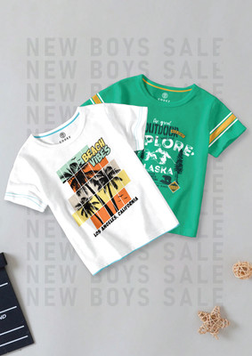 Codez Boys Printed Cotton Blend Regular T Shirt(Multicolor, Pack of 2)