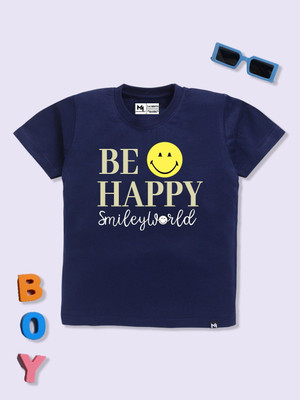 YK X Minute Mirth Boys Printed Pure Cotton Regular T Shirt(Blue, Pack of 1)