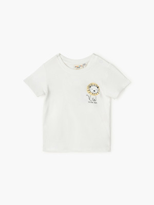 JUNIORS by Babyshop Baby Boys Graphic Print Pure Cotton Regular T Shirt(White, Pack of 1)