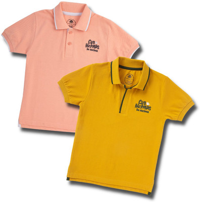 Cub McPaws Boys Solid Pure Cotton Regular T Shirt(Multicolor, Pack of 2)