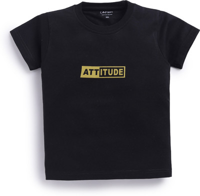 Cutie Melons Boys & Girls Printed Cotton Blend Regular T Shirt(Black, Pack of 1)