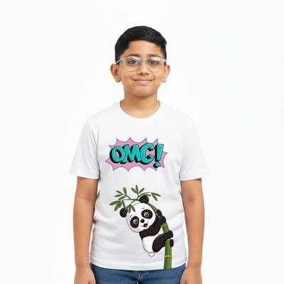R and S Creations Boys & Girls Printed Polyester Slim T Shirt(White, Pack of 1)