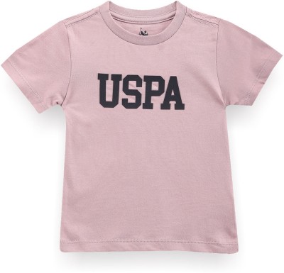 U.S. POLO ASSN. Boys Printed Cotton Blend T Shirt(Pink, Pack of 1)