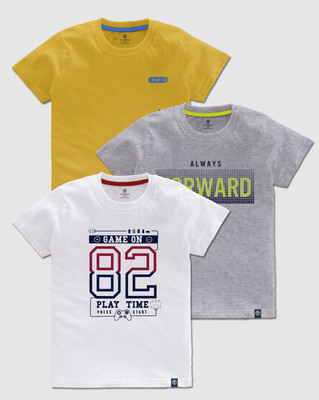 Codez Boys Printed Cotton Blend Regular T Shirt(Multicolor, Pack of 3)